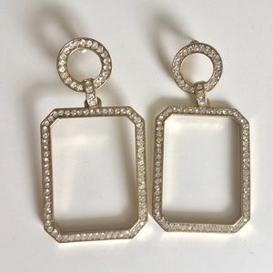 Geometric Rhinestone Drop Earrings.
